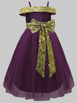 A.T.U.N. - Girls Wine Net Embellished Gown
