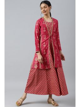 W - Dark Pink Glitter Dress With Short Jacket (Set of 2)