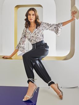 CRIMSOUNE CLUB - Womens White Floral Print Top