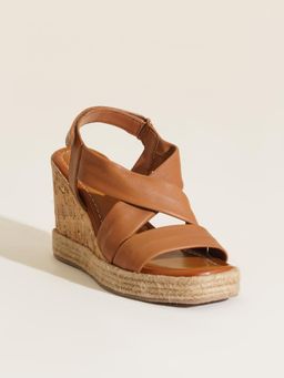 Peach Flores - Womens Tan Amnesia Leather Wedges Heels