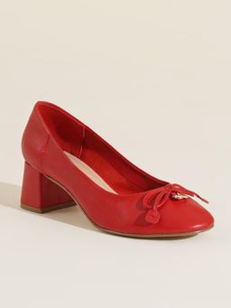 Peach Flores - Womens Red Barbara Leather Pumps
