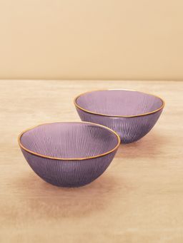 Pure Home + Living - Set of 2 Lilac Radial Glass Serving Bowls