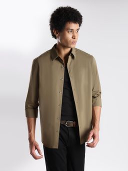 Calvin Klein - Green Solid Regular Fit Cotton Shirt