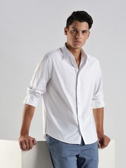 Calvin Klein - White Solid Regular Fit Cotton Shirt