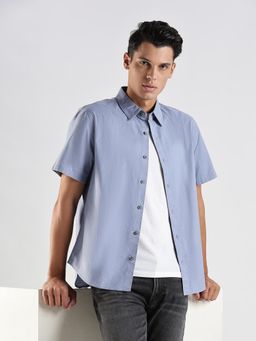 Calvin Klein - Blue Solid Regular Fit Cotton Shirt