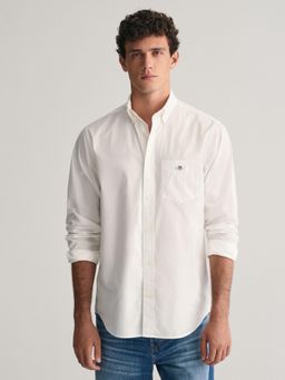 GANT - Mens White Button Down Collar Regular Fit Classic Poplin Shirt