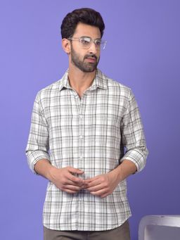 CRIMSOUNE CLUB - Mens Grey Checked Pure Cotton Shirt