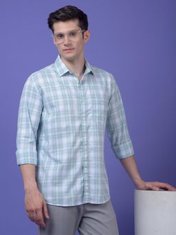 CRIMSOUNE CLUB - Mens Green Checked Pure Cotton Shirt