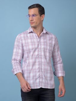 CRIMSOUNE CLUB - Mens Pink Checked Pure Cotton Shirt