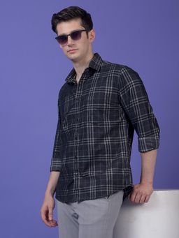 CRIMSOUNE CLUB - Mens Black Checked Pure Cotton Corduroy Shirt