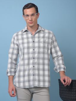 CRIMSOUNE CLUB - Mens White Checked Corduroy Shirt