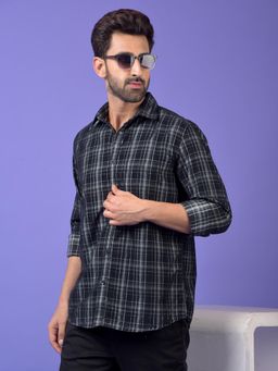 CRIMSOUNE CLUB - Mens Black Checked Corduroy Shirt