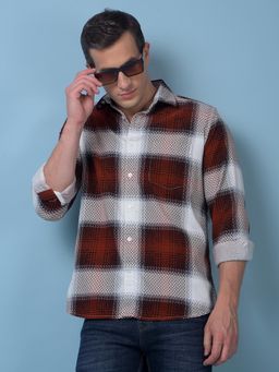 CRIMSOUNE CLUB - Mens Red Checked Pure Cotton Corduroy Shirt