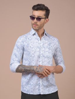 CRIMSOUNE CLUB - Mens Blue Printed Shirt