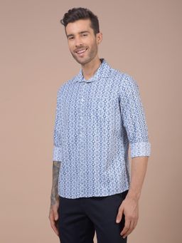 CRIMSOUNE CLUB - Mens Blue Printed Shirt