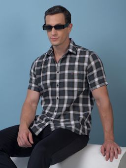 CRIMSOUNE CLUB - Mens Green Checked Pure Cotton Shirt