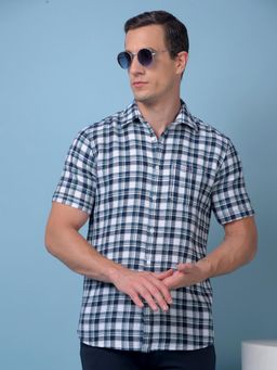 CRIMSOUNE CLUB - Mens Green Checked Pure Cotton Shirt