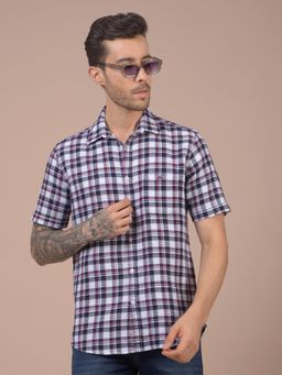 CRIMSOUNE CLUB - Mens Red Checked Pure Cotton Shirt