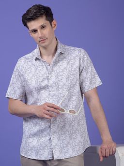 CRIMSOUNE CLUB - Mens Grey Floral Print Shirt