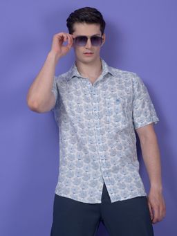 CRIMSOUNE CLUB - Mens Blue Floral Print Shirt