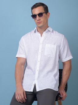 CRIMSOUNE CLUB - Mens White Linen Shirt