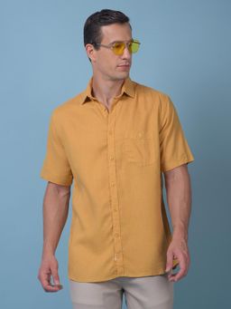 CRIMSOUNE CLUB - Mens Mustard Linen Shirt