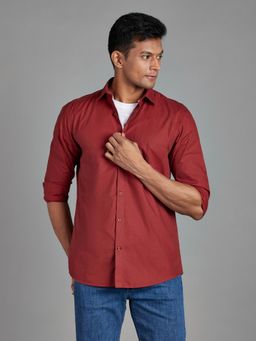 Reid & Taylor - Mens Wear Maroon Solid Shirt