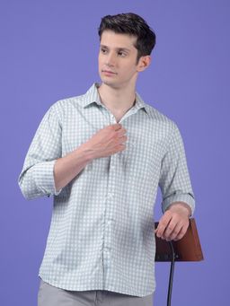 CRIMSOUNE CLUB - Mens Green Checked Pure Cotton Shirt