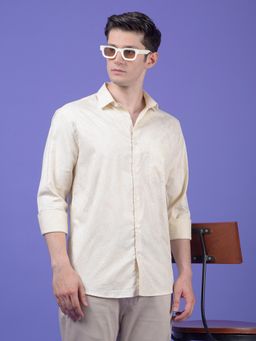 CRIMSOUNE CLUB - Mens Beige Printed Modal Shirt