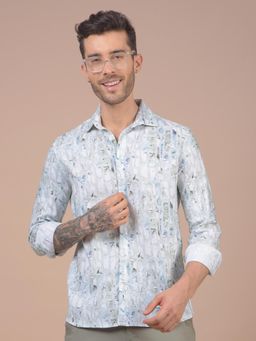 CRIMSOUNE CLUB - Mens Multi-Color Printed Linen Shirt