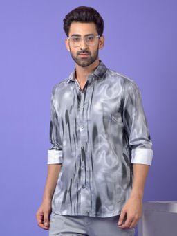 CRIMSOUNE CLUB - Mens Grey Printed Shirt