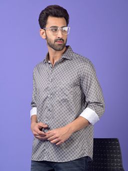 CRIMSOUNE CLUB - Mens Grey Printed Shirt