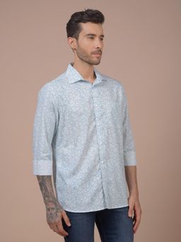 CRIMSOUNE CLUB - Mens Blue Printed Shirt