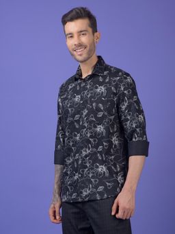 CRIMSOUNE CLUB - Mens Black Floral Print Shirt