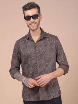 CRIMSOUNE CLUB - Mens Brown Floral Print Shirt