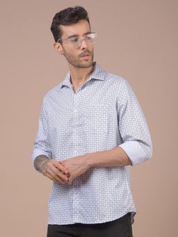 CRIMSOUNE CLUB - Mens White Printed Pure Cotton Shirt