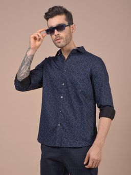 CRIMSOUNE CLUB - Mens Blue Printed Shirt