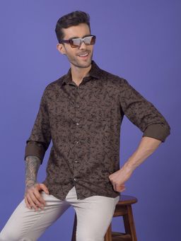 CRIMSOUNE CLUB - Mens Brown Printed Shirt