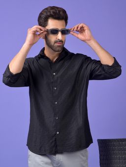CRIMSOUNE CLUB - Mens Black Textured Shirt