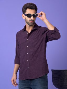 CRIMSOUNE CLUB - Mens Wine Jacquard Shirt