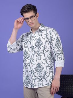 CRIMSOUNE CLUB - Mens Green Floral Print Shirt