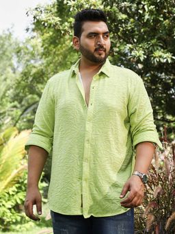 Instafab Plus - Mens Lime Green Splatter-Flora Tactile Shirt