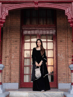 DIMPLE DESIGN STUDIO - Black Peplum Kurta & Skirt With Dupatta (Set of 3)