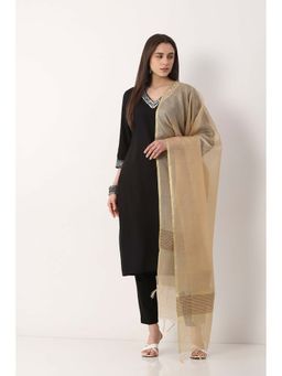 Biba - Women Beige Checks Art Silk Dupatta