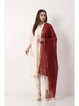 Biba - Women Maroon Woven Nylon Cotton Dupatta