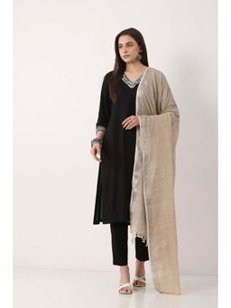 Biba - Women Beige Woven Cotton Khadi Dupatta