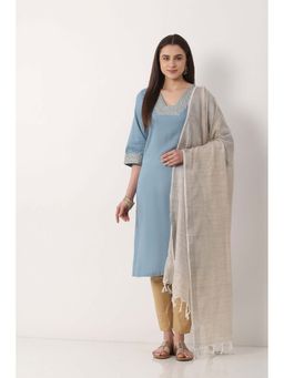 Biba - Women Cream Woven Cotton Khadi Dupatta