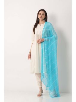 Biba - Women Blue Chiffon Leheriya Printed Dupatta