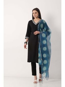 Biba - Women Navy Blue Printed Cotton Dupatta