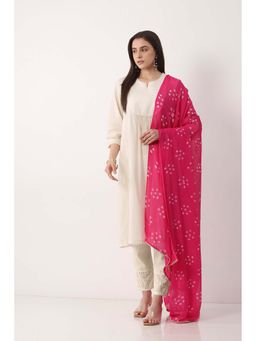 Biba - Women Rani Pink Chanderi Bandhani Printed Dupatta